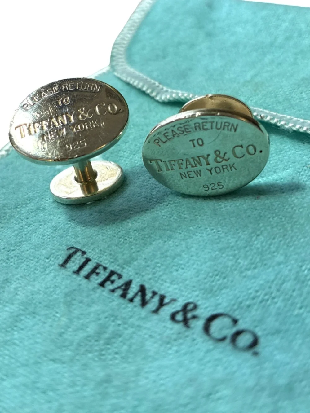 Tiffany & Co Sterling Silver 925 Oval Cufflinks   Please Return to NY